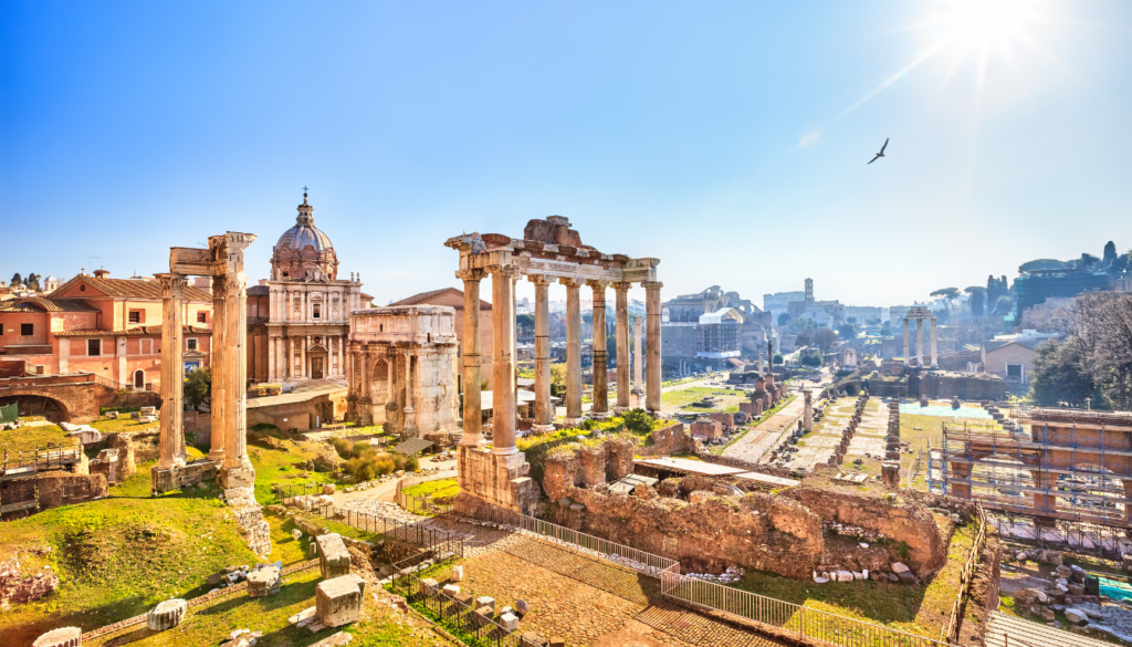 The Roman Colosseum and Forum